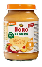 Deser przetarte jabłko i brzoskwinia dla niemowląt od 4 msc. 190 g - Holle