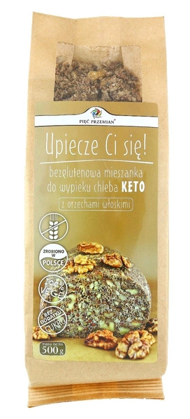 Mieszanka Do Wypieku Chleba Z Orzechami Włoskimi Bez Dodatku Cukrów Bezglutenowa (Keto) 500 G  -  PIĘĆ PRZEMIAN