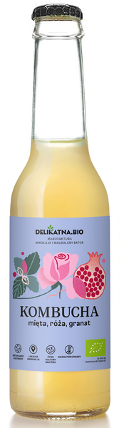 Kombucha z miętą, różą i granatem 270 ml - Delikatna (EKO)