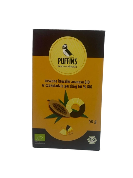 Ananas W Czekoladzie Gorzkiej Bio 50 G - Puffins