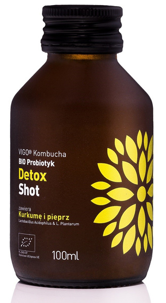 SHOT KOMBUCHA DETOX BEZ DODATKU CUKRÓW BEZGLUTENOWY BIO 100 ml - VIGO