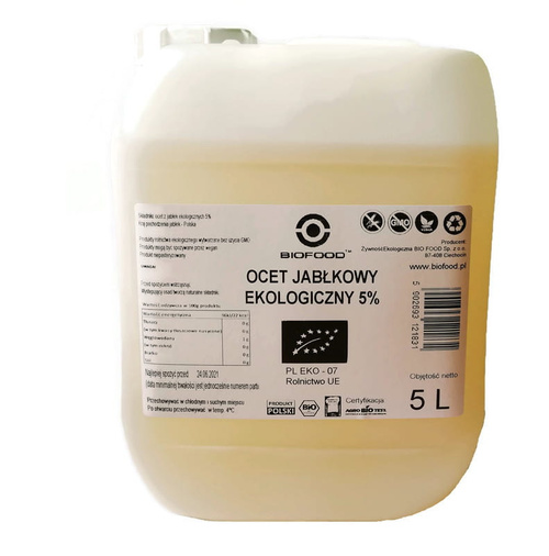 Ocet jabłkowy 5 % niefiltrowany horeca 5 l - Bio Food (BIO)