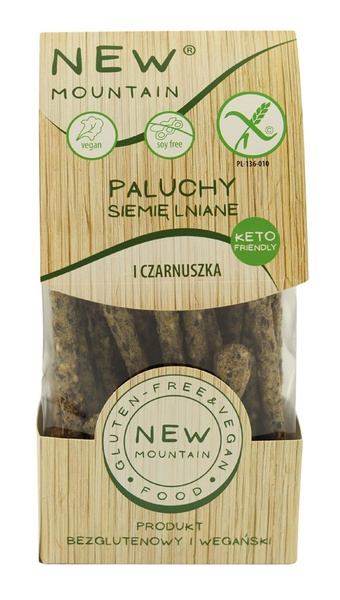 Paluchy z siemieniem lnianym i czarnuszką bezglutenowe 200 g - New Mountain