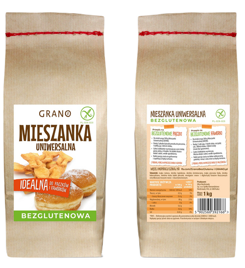 Mieszanka do wypieku gofrów / naleśników uniwersalna bezglutenowa 1 kg - Grano