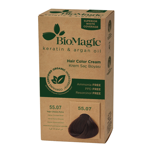 Farba do włosów ciemny czekoladowy brąz (55.07) 250 g - Biomagic