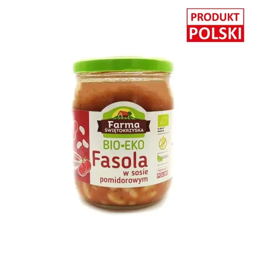 Fasolka W Sosie Pomidorowym Bezglutenowa Bio 420 G  -  FARMA ŚWIĘTOKRZYSKA