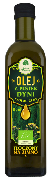 Olej z pestek dyni tłoczony na zimno 100 ml - Dary Natury (BIO)