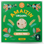 TORTILLA WRAPS Z OTRĘBAMI (ŹRÓDŁO BŁONNIKA POKARMOWEGO) BIO 240 g - AMAIZIN