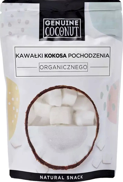 KAWAŁKI KOKOSA ŚWIEŻE BEZGLUTENOWE BIO 100 g - GENUINE COCONUT