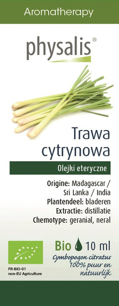 Olejek eteryczny trawa cytrynowa 10 ml - Physalis (EKO)