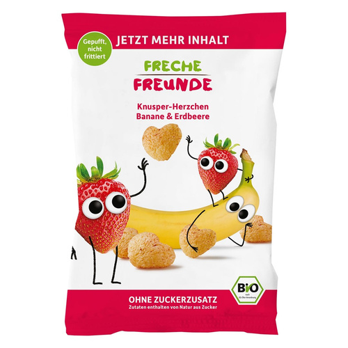 Chrupki kukurydziane bananowo truskawkowe od 12 msc. 30 g - Freche Freunde (EKO)