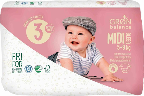 Pieluchy midi 5 - 9 kg (56 szt.) - GRON balance