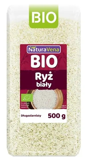 Ryż biały długoziarnisty bezglutenowy 500 g - NaturaVena (EKO)