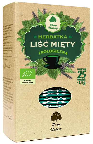 Herbatka liść mięty (25 saszetek) 37,5 g - Dary Natury (BIO)