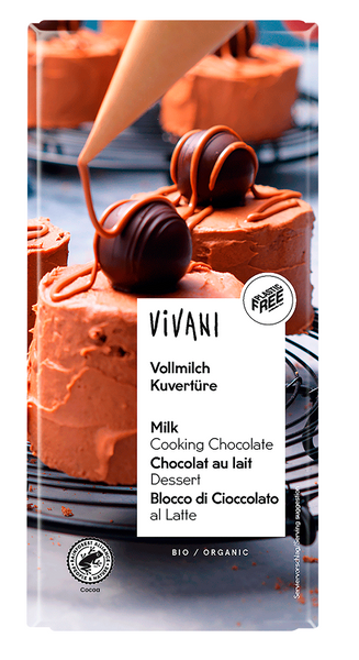 Czekolada kuwertura mleczna do gotowania 200 g - Vivani (EKO)