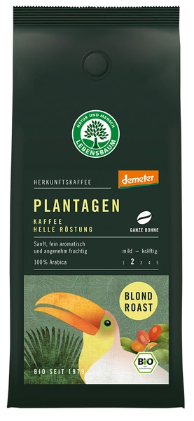 Kawa Ziarnista Arabica Jasnopalona 100 % Blond Roast Demeter Bio 250 G  -  LEBENSBAUM