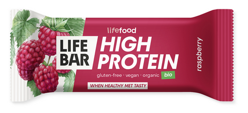 Baton Proteinowy Z Malinami Raw Bez Dodatku Cukrów Bezglutenowy Bio 40 G - Lifefood