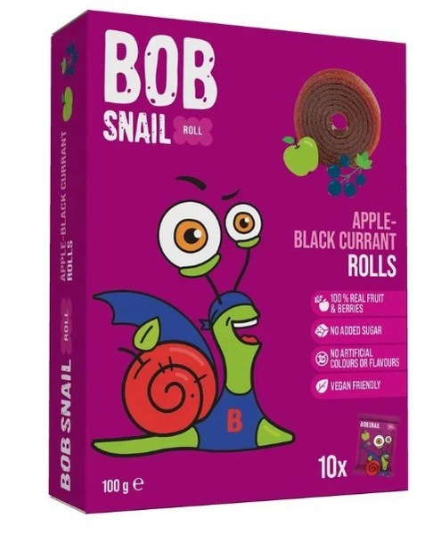 Przekąski roll jabłko czarna porzeczka bez dodatku cukru bezglutenowe 100 g - Bob Snail