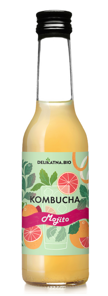 Kombucha koktajlowa mojito miętowa o smaku grejpfruta 270 ml - Delikatna (BIO)