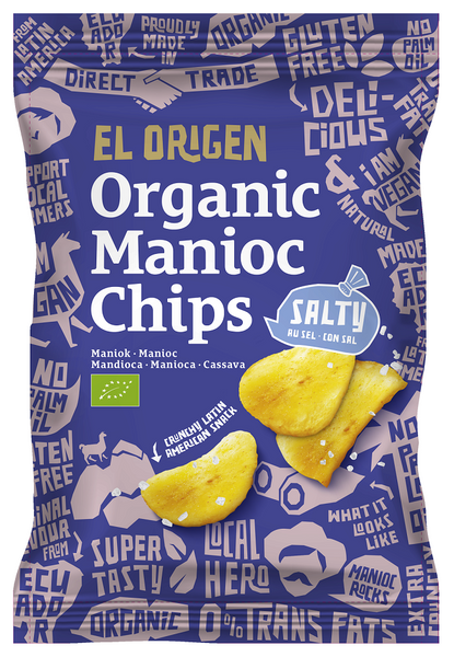 Chipsy z manioku solone bezglutenowe 60 g - El Origen (EKO)