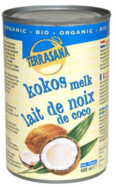 Mleczko Kokosowe 400ml - Terrasana (80% kokosa). Mleko kokosowe BEZ GUMY GUAR