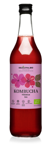 Kombucha z hibiskusem 500 ml - Delikatna (BIO)