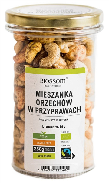 Mix orzechów w przyprawach fair trade bezglutenowe 250 g - Biossom (EKO)
