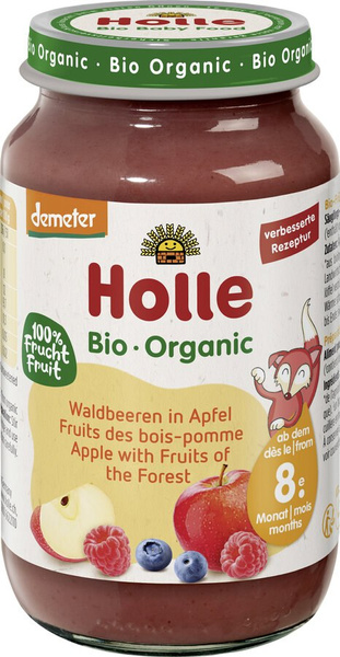 Danie dla dziecka jabłkowe z owocami leśnymi bez dodatku cukru od 8 msc. 220 g - Holle (EKO)