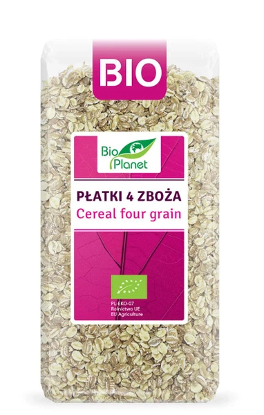 Płatki 4 zboża (orkisz owies jęczmień żyto) 300 g - Bio Planet (EKO)