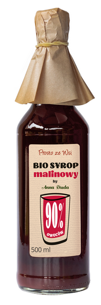 SYROP MALINOWY (90 % OWOCÓW) BIO 500 ml - PROSTO ZE WSI