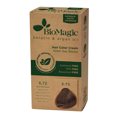 Farba do włosów ciemny beżowy blond (6.72) 250 g - Biomagic