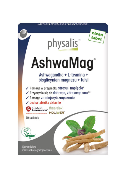 Ashwagandha + magnez 30 tabletek - Physalis