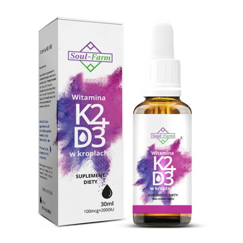 WITAMINA K2 MK7 + D3 FORTE W KROPLACH (60 mcg + 60 mcg) 30 ml - SOUL FARM