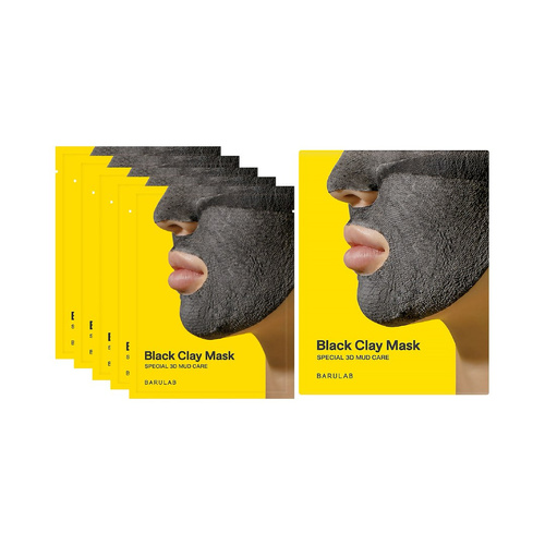 Maseczki koreańskie do twarzy w płachcie czarna glinka 5 sztuk - Barulab