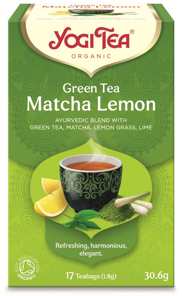 Herbata zielona z cytryną i matchą "green tea matcha lemon" (17 saszetek) 30,6 g - Yogi Tea (BIO)