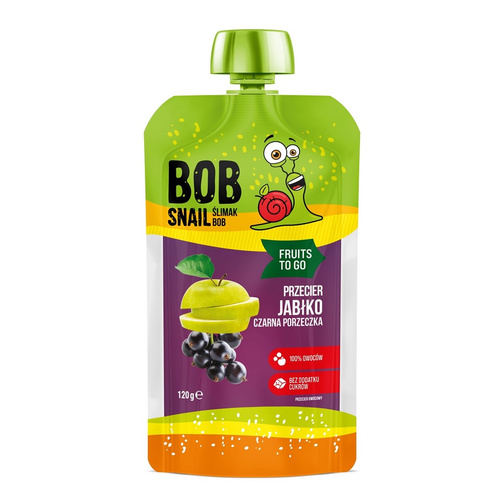 Mus fruits to go jabłko czarna porzeczka bez dodatku cukru 120 g - Bob Snail