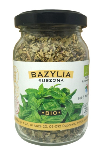 Bazylia suszona bezglutenowa 35 g - Pięć Przemian (EKO)