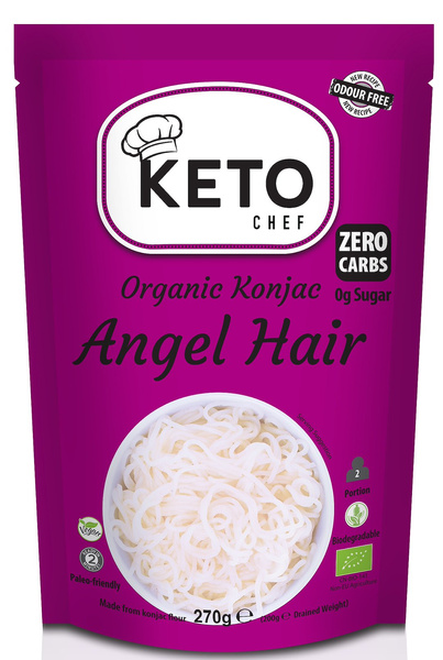 Makaron konjac angel hair bezglutenowy 270 g (200 g) - Keto Chef (EKO)