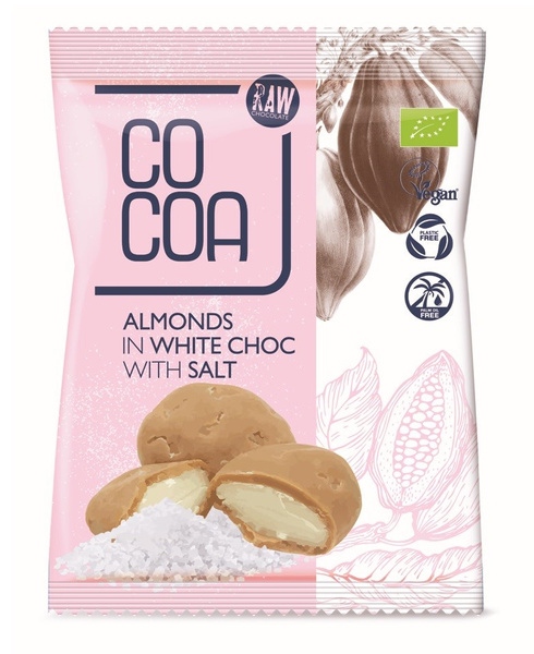 MIGDAŁY W BIAŁEJ POLEWIE Z SOLĄ BIO 70 g - COCOA