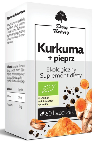 Kurkuma z czarnym pieprzem 60 kapsułek - Dary Natury (BIO)