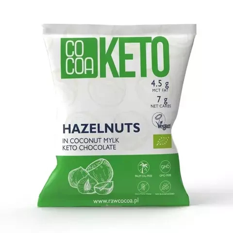 Orzechy laskowe w czekoladzie KETO z olejem MCT bezglutenowe 70 g - Cocoa (EKO)