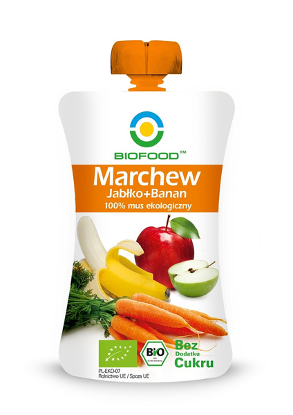 Mus Jabłkowo - Marchwiowo - Bananowy Bezglutenowy Bio 120 G - Bio Food