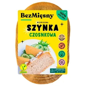 Szynka czosnkowa roślinna plastry 120 g - Bezmięsny
