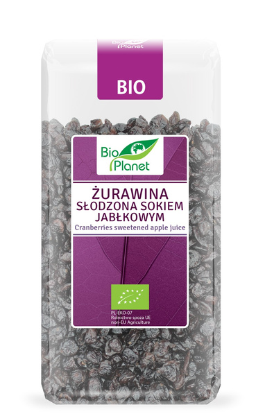 Żurawina Słodzona Sokiem Jabłkowym 400g - Bio Planet - EKO