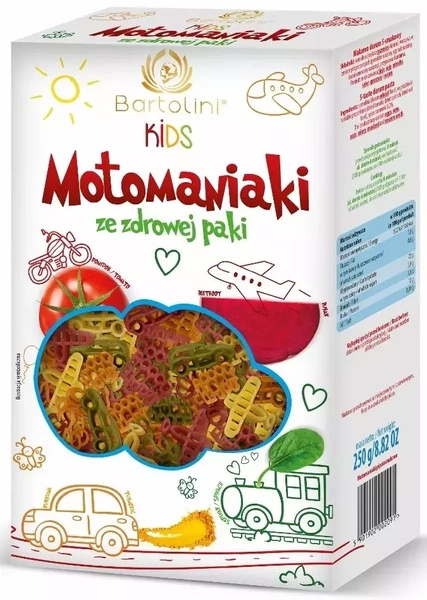 Makaron dla dzieci motomaniaki semolinowy z suszonymi warzywami 250 g - Bartolini