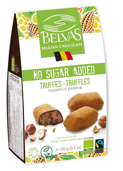 Czekoladki belgijskie trufle z orzechami laskowymi bezglutenowe 100 g - Belvas (EKO)