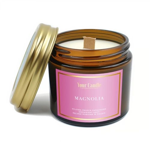 Świeca Sojowa Zapachowa Z Drewnianym Knotem Magnolia 120 Ml - Your Candle