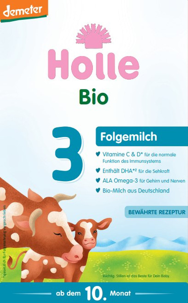 Mleko krowie 3 następne dla niemowląt po 6 miesiącu demeter 600 g - holle (EKO)