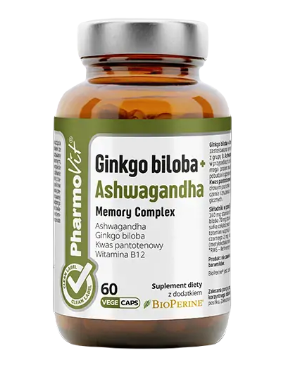 Ginkgo biloba ashwagandha memory complex bezglutenowe 60 szt. - Pharmovit