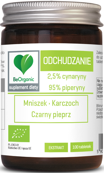 Tabletki wspomagające odchudzanie mniszek karczoch czarny pieprz 100 szt. - Be Organic (EKO)